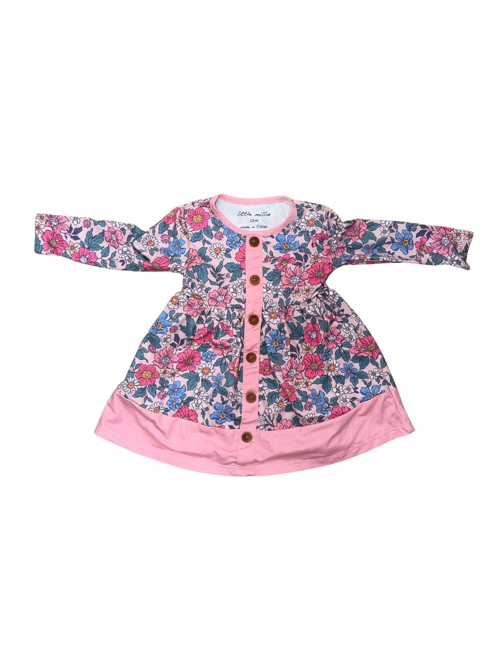 Little Millie Floral Button-Front Dress in Pink